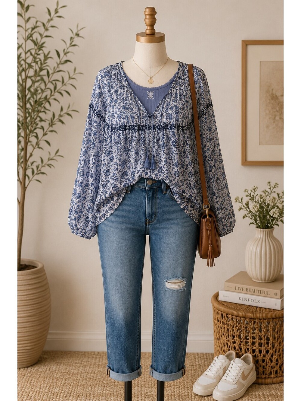 St. John's bay longsleeve baby blue blouse